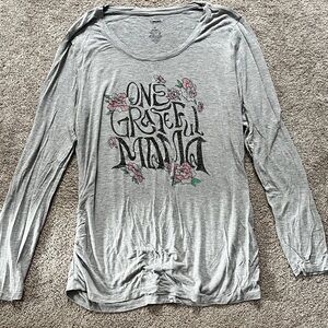 Sonoma Light Gray Floral Graphic Long Sleeve Tee